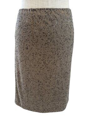 Lauren Ralph Beaded Pencil Skirt Gold/Bronze Size 10
